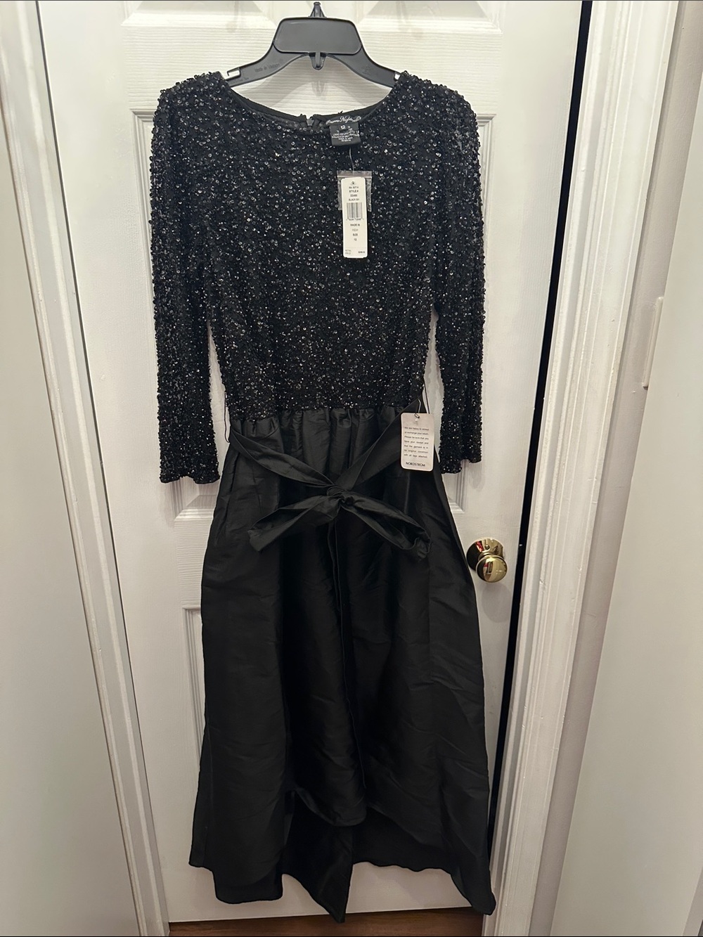Pisarro Nights Black Beaded Bodice A-Line Prom Dress